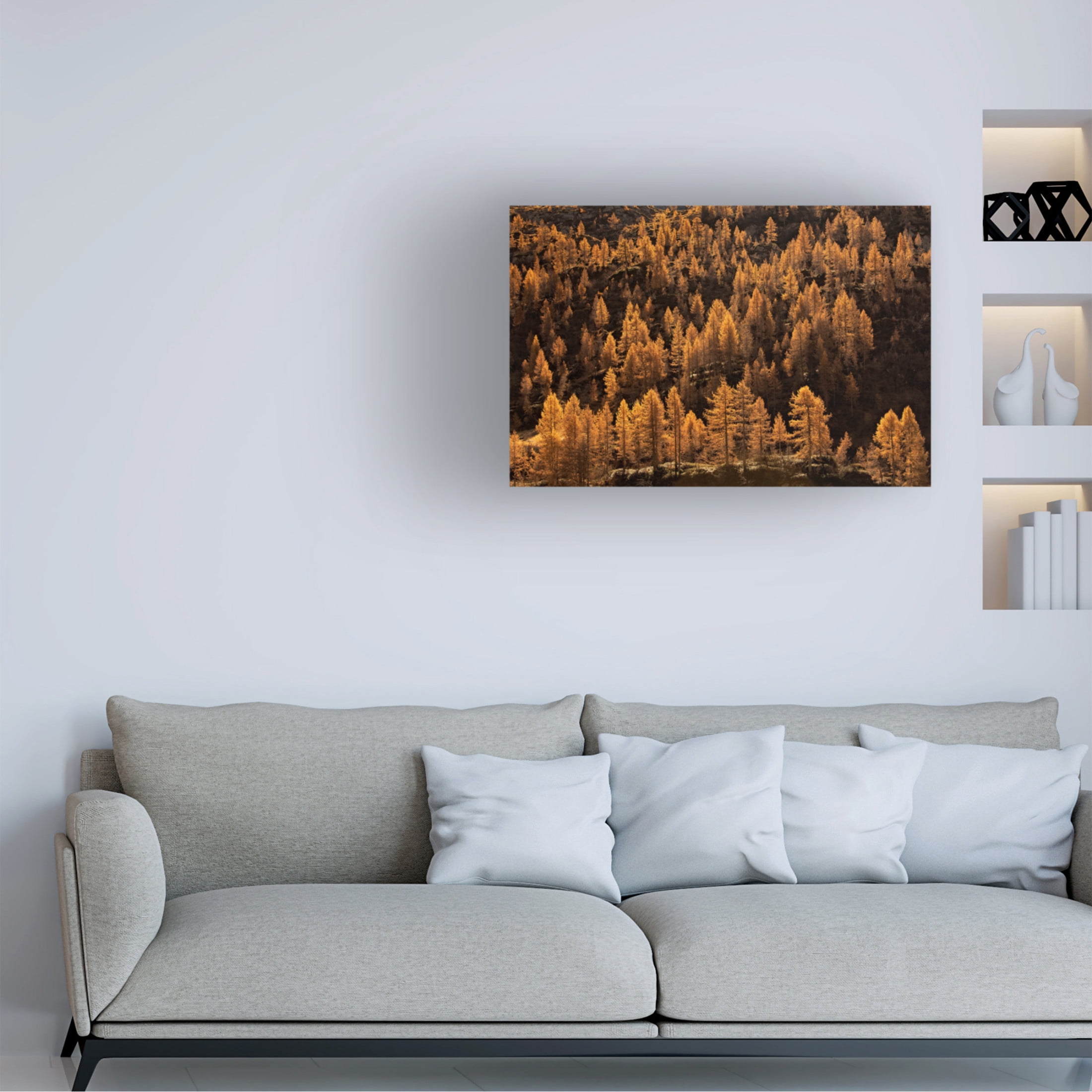 Canvas Wall Art - Michel Manzoni 'Larches In Autumn' Wall Art for Living Room, Bedroom, or Office Décor by Trademark Fine Art - 47 x 30 Inches