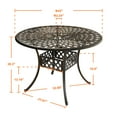 thumbnail image 4 of Nuu Garden 42" Cast Aluminum Round Outdoor Dining Table,Patio Bistro Table with Umbrella Hole Conversation Table, Black with Gold Speckles, 4 of 10