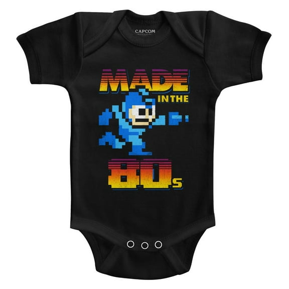 Mega Man Made In The 80's Black Baby Romper