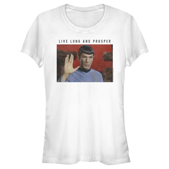 Junior's Star Trek: The Original Series Spock Live Long and Prosper  Graphic Tee White Small