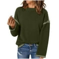 thumbnail image 2 of Zedker Casual Women'S Color Splicing Crewneck Tops,Comfy Loose Crewneck Knitted Sweatshirts,Classic Long Sleeve Pullover Sweaters,Army Green,M, 2 of 8