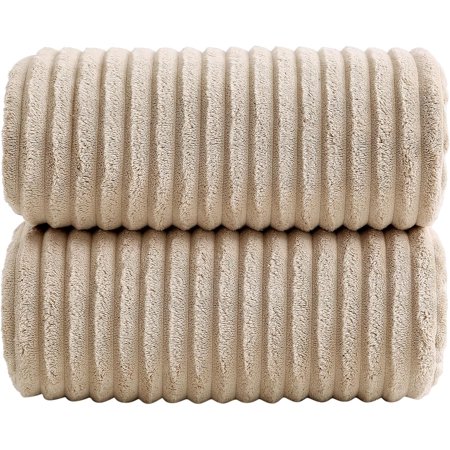 40x80 Inches Bath Sheets Towels for Adults Luxury Microfiber Extra Large Bath Towels for Bathroom Super Soft Absorbent Quick Dry with Hanging Loop (Beige,2PCS)