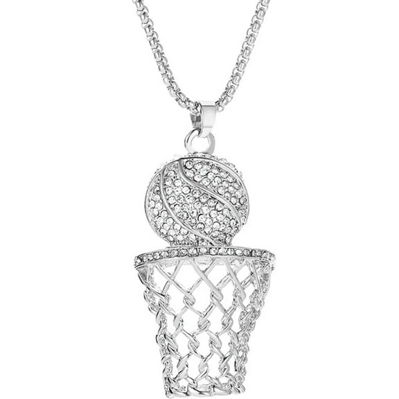 OFFIGAM Basketball Hoop Pendant Necklace for Men, Alloy Chain Fashion Accessory, Sports Jewelry Gift for Basketball Fans