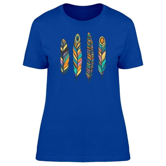 Bright Colored Feathers T-Shirt Women -Image by Shutterstock, Female Medium