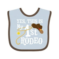 Inktastic Yes, This is My 1st Rodeo Cowboy Hat with Red Band, Lasso Boys or Girls Baby Bib