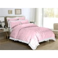 thumbnail image 2 of 5 Piece Pinch Ruffle Duvet Cover Set, Extra Soft, Luxury,100% Egyptian Cotton, Zipper Closure and Quilts Cover Set, Cool and Breatheable Bedding Sets Pink and White Solid, Twin Size., 2 of 4