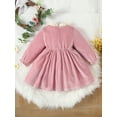 thumbnail image 3 of Bslissey Toddler Baby Girls Christmas Velvet Dress Long Sleeve Ruffled Mock Neck Patchwork A-line Dress Infant Casual Cute Princess Dress Daily Clothes 6 Months-3 Years, 3 of 7