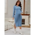 thumbnail image 2 of DARING DIVA Women's Maternity Sweater Ribbed Dress 2-Piece L Blue, 2 of 8