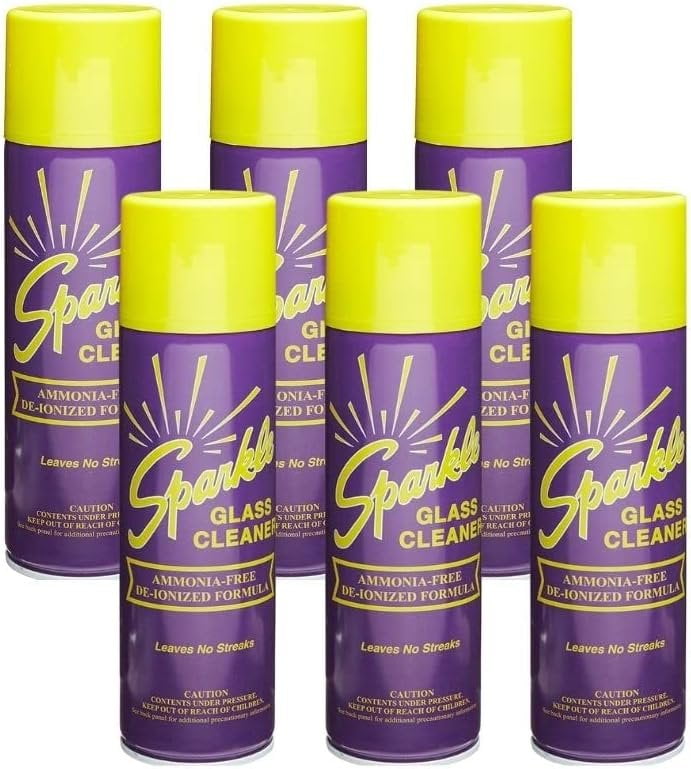Sparkle Glass Cleaner Aerosol Spray Bottle, AmmoniaFree DeIonized