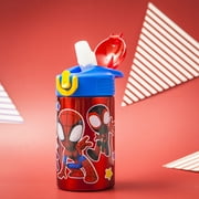 Zak Designs 15.5 oz Kids Water Bottle Stainless Steel with Push-Button Spout and Locking Cover, Marvel Spider-Man