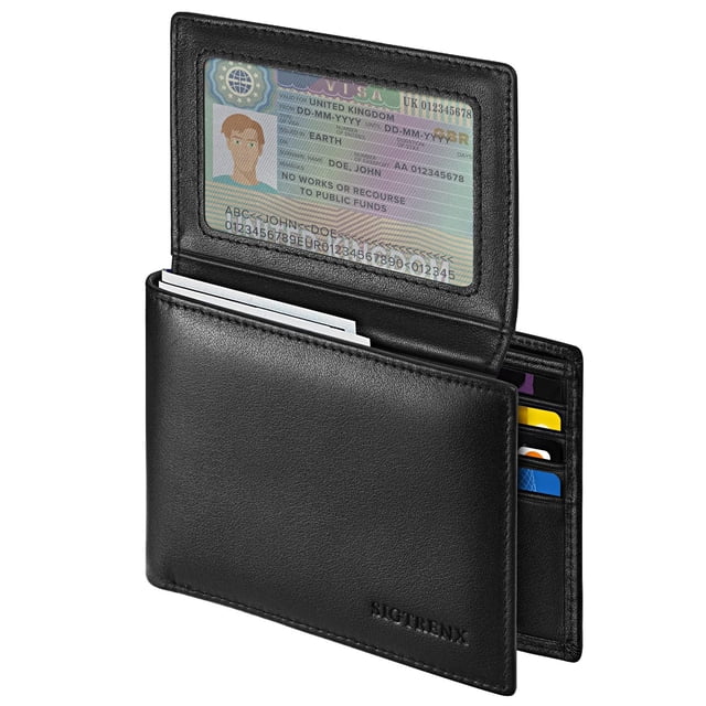 Cartera de piel Sigtrenx con bloqueo RFID plegable para hombre, color negro