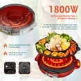 thumbnail image 6 of Hot Pot with Grill, 2000W 2 in 1 Electric Hot Pot Grill Cooker with Dual Temperature Control for 1-8 People, Multi-function Smokeless Shabu Korean BBQ Grill for Simmer, Boil, Fry, Roast (red), 6 of 16