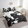 thumbnail image 3 of jejeloiu Retro Cattle Hide 7pcs Bedding Comforter Set,Farm Cow Print Queen Bedding Sets,White Black Queen Sheet Sets For Adult,Super Cozy Room Decor Reversible, 3 of 8