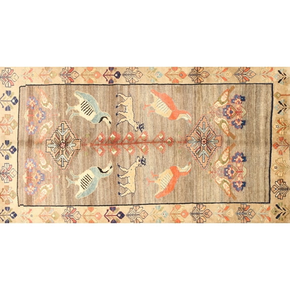 Ahgly Company Machine Washable Indoor Rectangle Traditional Bronze Brown Area Rugs, 5' x 7'