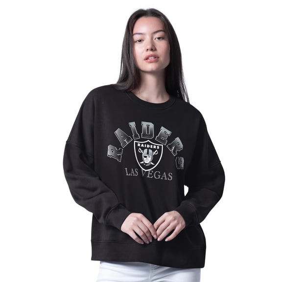 Women's G-III 4Her by Carl Banks Black Las Vegas Raiders Oversized Feud Sweatshirt