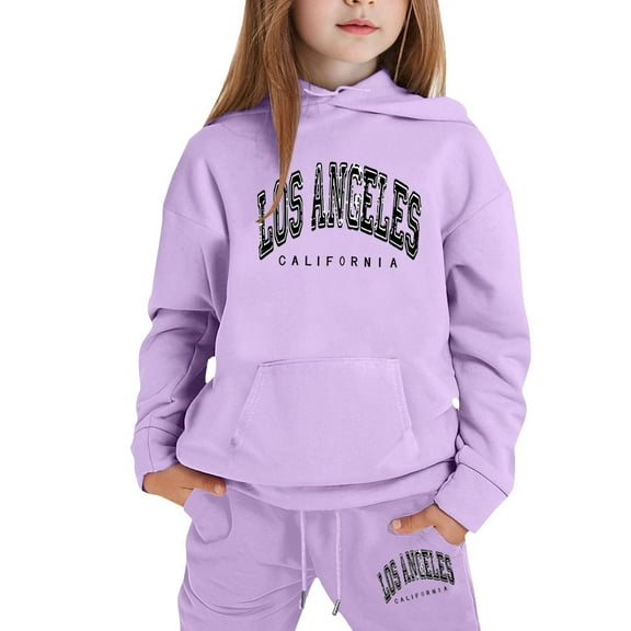 ZHOUCHANKIDS Stylish Girls Outfits Set for Casual Winter Wear Trendy Printed Hooded Sweatshirt Ensemble for Ages 1 to 9 with Easy Care instructions
