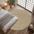 thumbnail image 3 of Beige 3.3ft Round Rug, Farmhouse Burlap Solid Brown Color Modern Linen Texture Non-Skid Rubber Backing Large Area Rugs - Living Room Bedroom Home Office, Indoor Floor Mat Carpets Washable Rug, 3 of 9