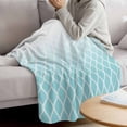 thumbnail image 3 of Aqua Ombre Stripe Blanket Soft Cozy Warm Throw Blanket for Couch, Plush Fuzzy Flannel Fleece Blankets for Sofa, Modern Abstract Art Gradient Striped Bed Blankets Lightweight Gifts for Women, 40"x50", 3 of 9