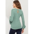 thumbnail image 3 of Solid Bell Sleeve Maternity Top with Keyhole Back and Faux Waist Tie, 3 of 3