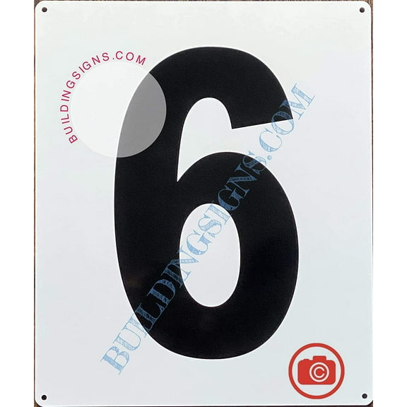 Large Number 6 Sign -Metal Sign - Parking LOT Number Sign (White,Aluminium,10X12)-EL ESTACIONAMIENTO LINE (ref-2201)