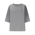 thumbnail image 5 of Gamivast Linen Womens Linen Shirts Loose Fit 3/4 Sleeve Tops Boat Neck Boho Tops Solid Casual Tops Summer Beach Vacation Wear Comfy Outfits, 5 of 7