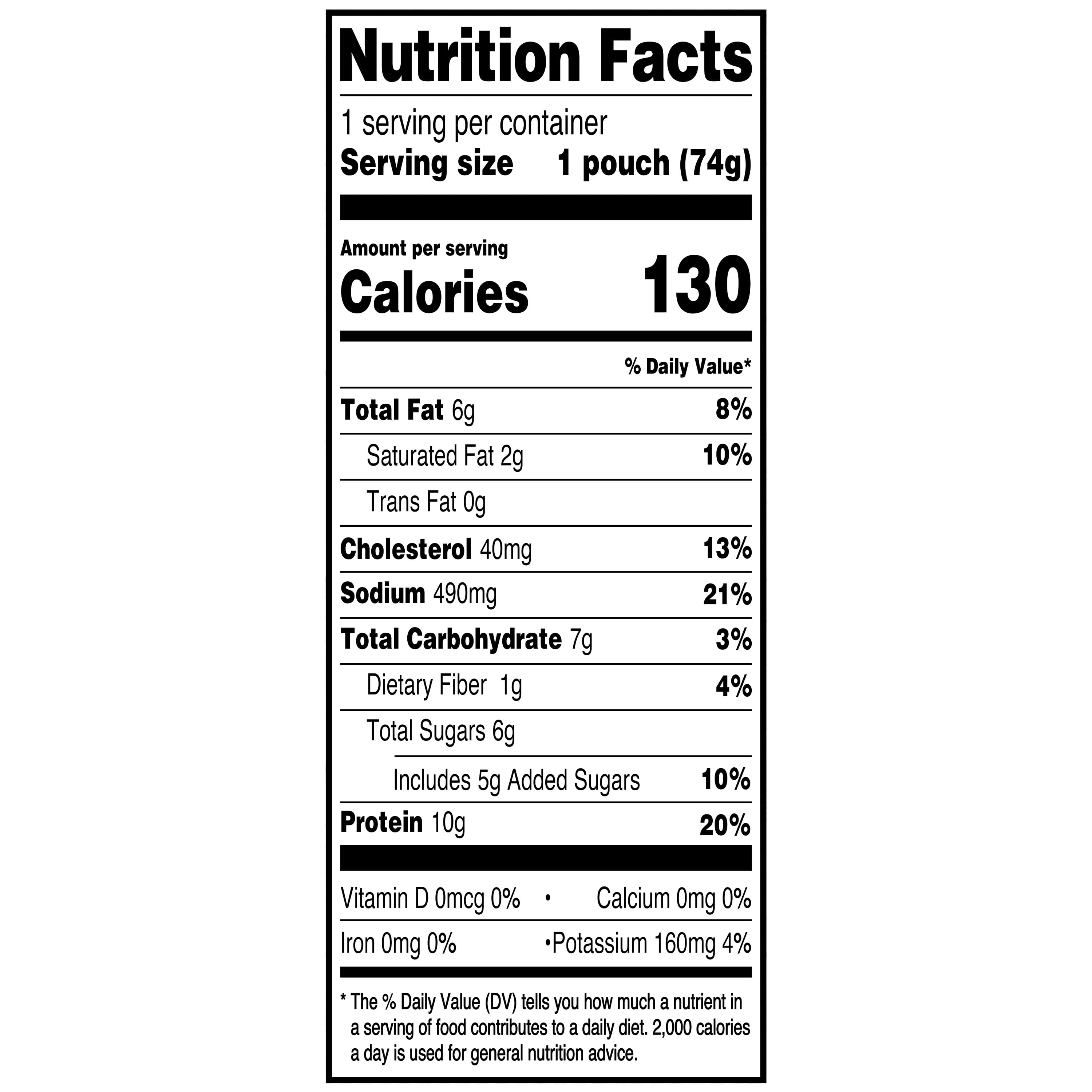 Great Value Pulled Pork, in BBQ Sauce, 2.6 oz Pouch