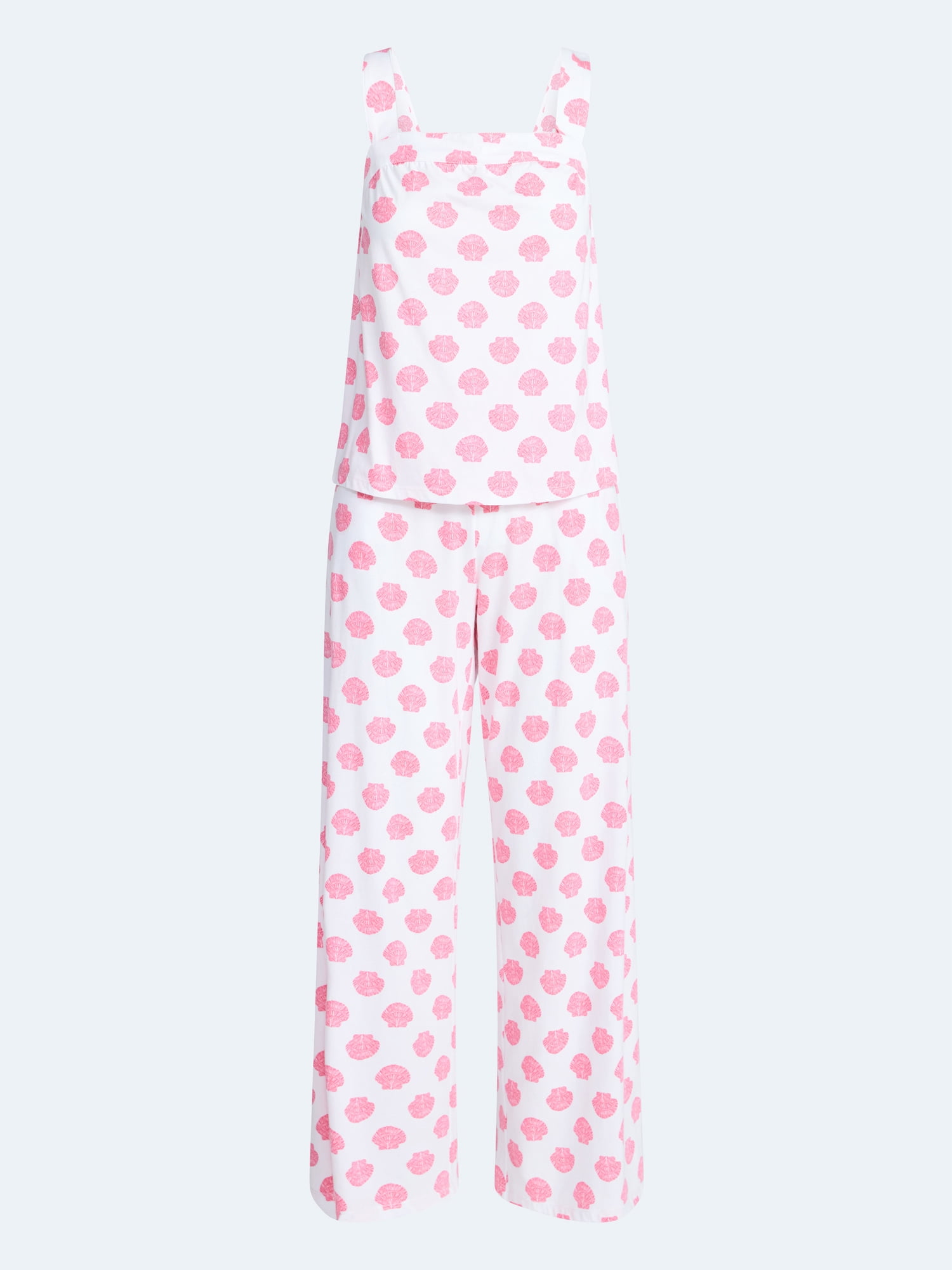 Joyspun Women's Wide Strap Cotton Tank Top and Pants Pajama Set, 2-Piece, Sizes XS-3X
