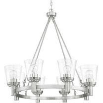 Sunset Lighting Riella 8Lt Mb Chandelier With Clear Seeded Glass Bright Satin Nickel F24018-80