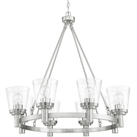 

Sunset Lighting Riella 8Lt Mb Chandelier With Clear Seeded Glass Bright Satin Nickel F24018-80