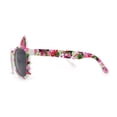 thumbnail image 3 of Kids Child Size Cat Eye Glitter Horn Rim Whiskers Plastic Sunglasses Dark Flower Pattern, 3 of 4