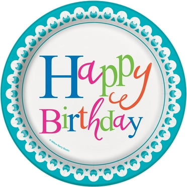 Unique Balloons & Rainbow Birthday Cake Plates – 8 Count, 7-Inch Disposable Dessert Plates