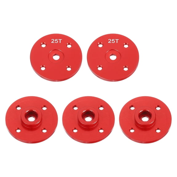 25T Servo Horn Arm Round, 25T Round Type Servo Horn Robot Arm Metal Aluminum for RC Model Car Robot Boat Airplane Pack of 5(Red)