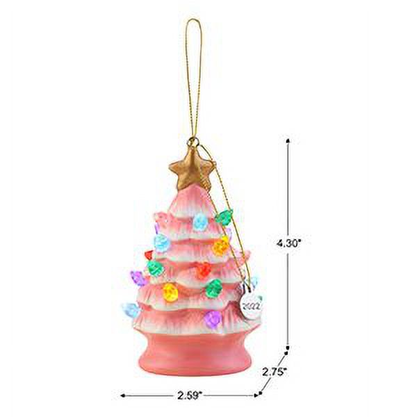 Mr. Christmas 6 Piece 4" Mini Pink and Seafoam Ceramic Nostalgic Tree Hanging Ornament Assortment