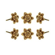 Set Of Six Gold Flower Knobs