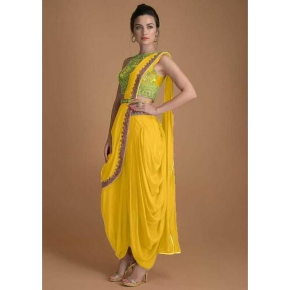 Prem Crafts Pre Drape Trending Saree With Blouse Full Stitch