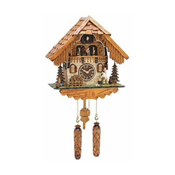 Trenkle Quartz Cuckoo Clock Black Forest House with Moving Wood Chopper