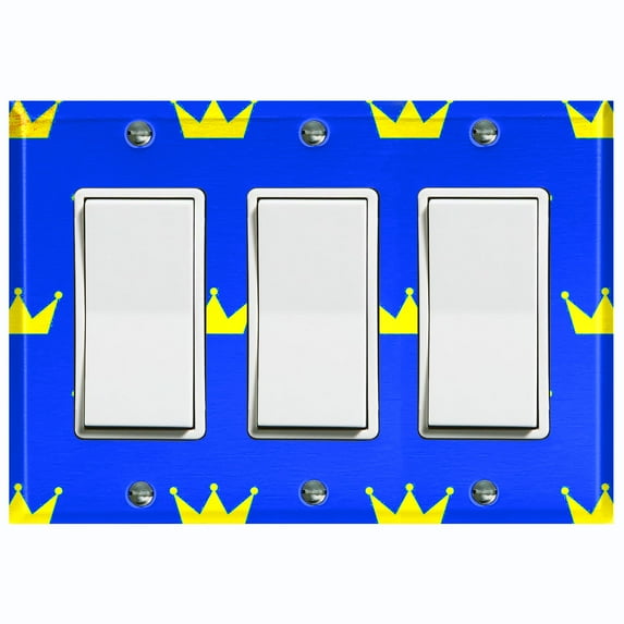 Metal Light Switch Plate Cover King Queen Crown Blue Yellow KIN010