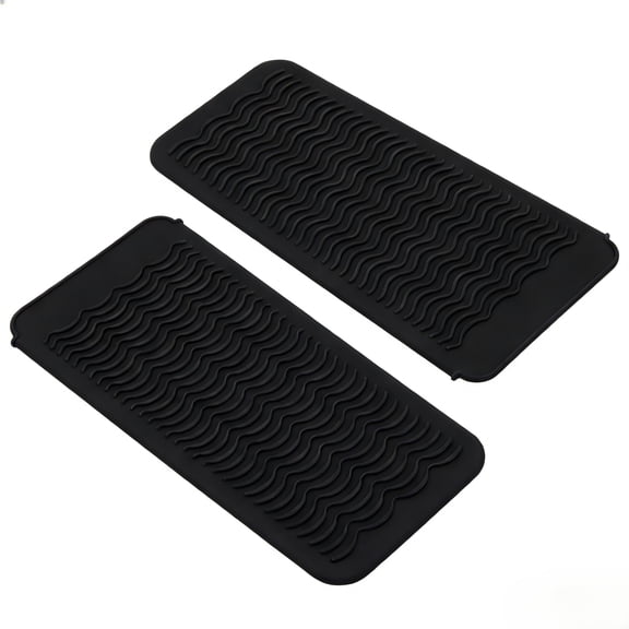 Heat Resistant Silicone Mat Pouch for Flat Iron, Curler Wand, Hot Waver, Salon Tools Appliances, Portable styling heat mat, Curling Iron pad Cover, Hair Straightener Travel bag Case（1 Black ）