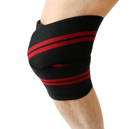 Yellow Nylon Elastic Long Strap Gym Training Wrapping Bandage Leg Knee Brace