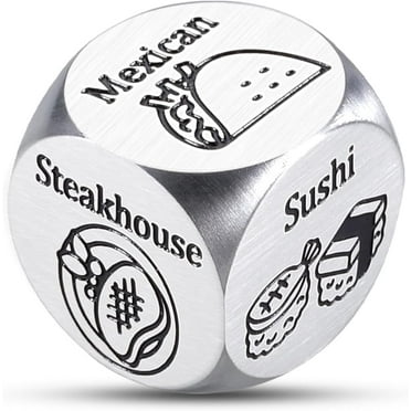 Food Decision Dice for Husband Wife, Sotcking Stuffers for Women Men, 6th Anniversary Wedding Gifts for Her Him, 11th Anniversary Steel Gifts, Funny Food Dices, Date Night Dice, Movie Nights Supplies