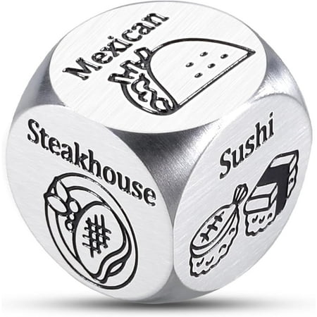 Food Decision Dice for Husband Wife Sotcking Stuffers for Women Men 6th Anniversary Wedding Gifts for Her Him 11th Anniversary Steel Gifts Funny Food Dices Date Night Dice Movie Nights Supplies