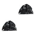 thumbnail image 4 of Monstrate Gorros de ducha Estampado de flores Impermeable Elástico Ajustable Colorido Universal Largo Corto Sombrero Mujeres Niñas Baño Negro Negro 2piezas Monstrate CBP374777, 4 of 6