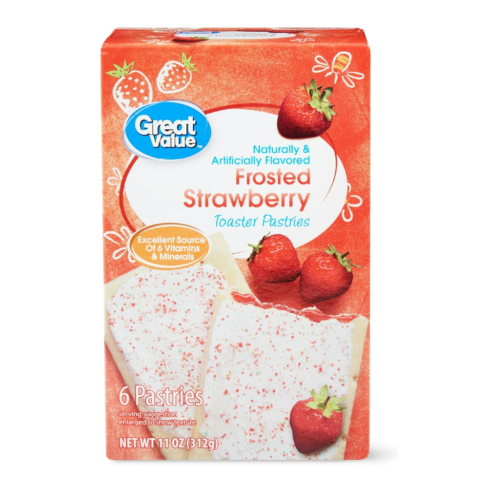 Great Value Toaster Pastries, Frosted Strawberry, 11 oz, 6 Count