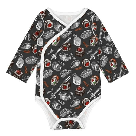 

Matuu Japanese Sushi Hashi for Baby Long-Sleeve Bodysuit Soft Cotton Comfortable and Breathable Perfect for Newborns and Infants