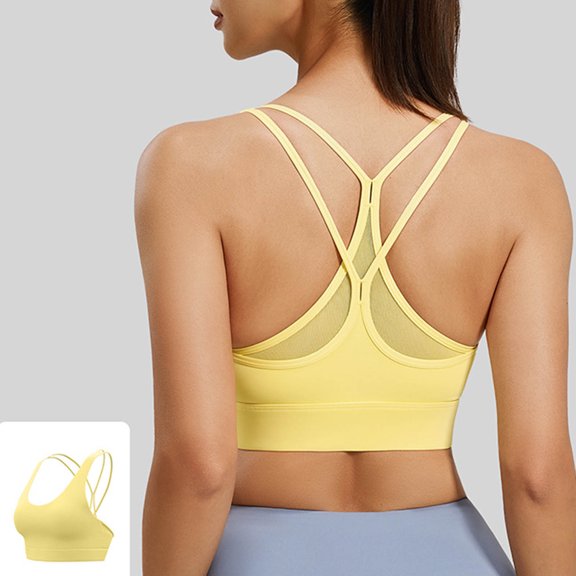 PInxai Womens Bras No Wirefree Spaghetti Straps Racerback Sports Bras Breathable Quickly Dry Athletic Yoga Bralette