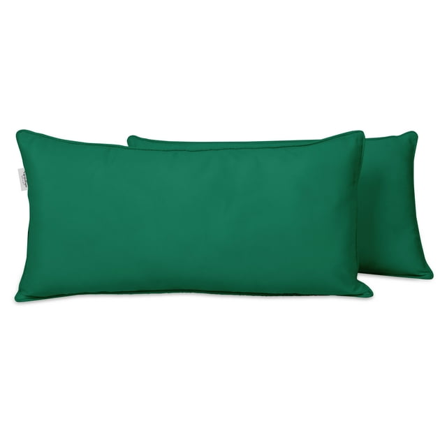 VargottamIndoor/OutdoorPolyester FabricLumbarPillowCover,All-Weather Waterproof Rectangular Cushion Case for Patio Furniture,12" x 24"Set of 2-Teal Green