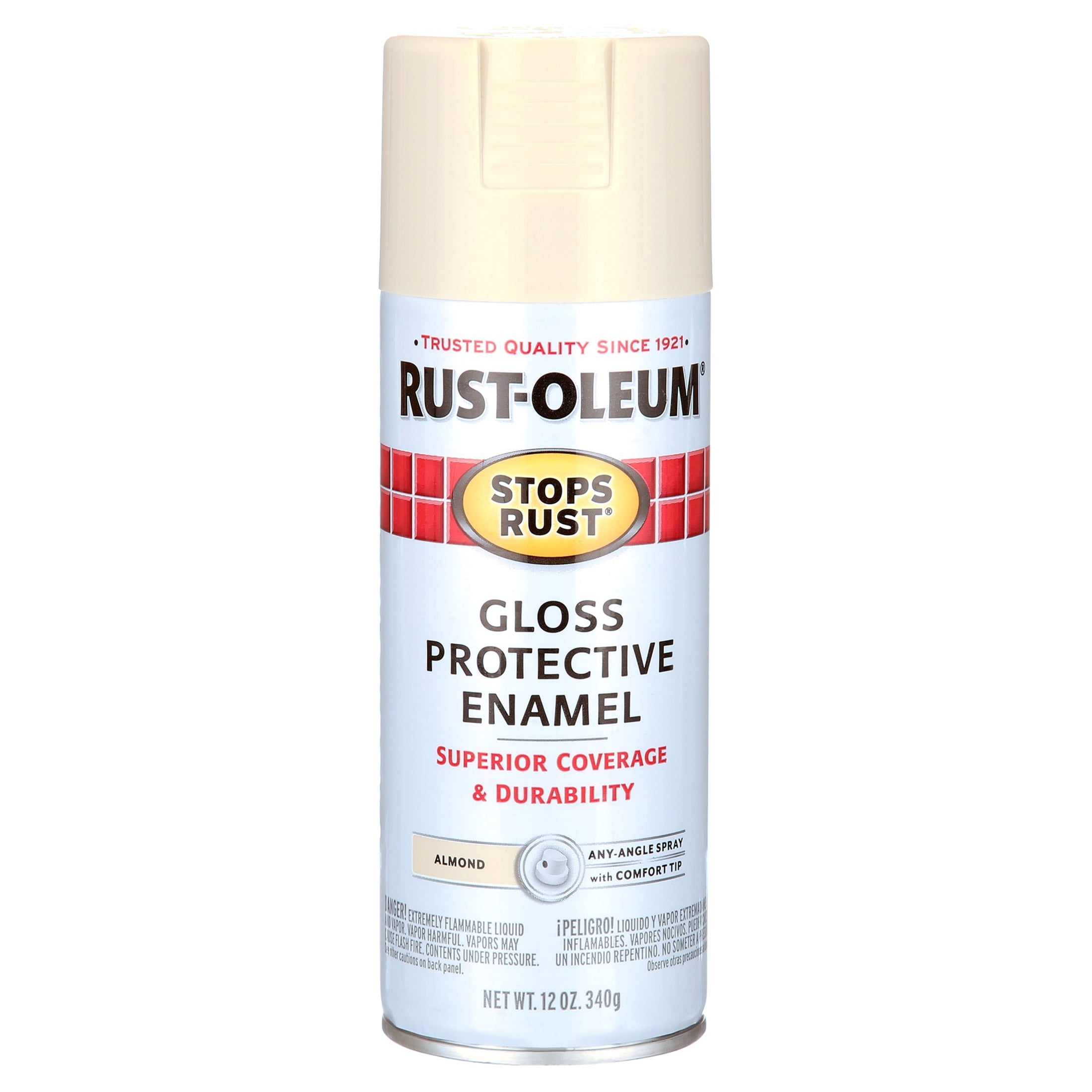 Almond, Rust-Oleum Stops Rust Gloss Protective Enamel Spray Paint-7770830, 12 oz