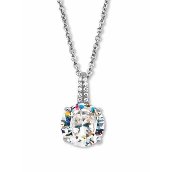 PalmBeach Jewelry Round Cut Cubic Zirconia Drop Pendant with CZ Accents 4.05 TCW in 18k Gold-Plated or Platinum-Plated Sterling Silver With 18-20" Chain