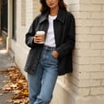 thumbnail image 6 of Busydd Suede Jackets for Women with Pockets Fashion Solid Color Button Down Fall Jackets Casual Comfortable Long Sleeve Lapel Jackets, 6 of 10