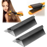 Senza Fretta Flat Iron Comb Attachment ClipWomen DIY Suitable for Hair Straightening, Barber Straightens Flat Iron Comb Attachment Styling Tool-2pcs Black